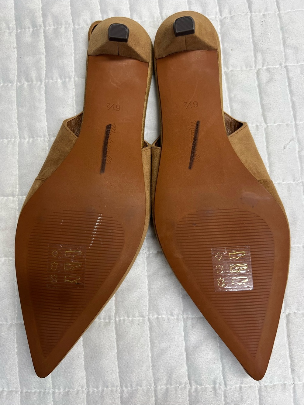Madewell The Simone Kitten-Heel Slingback Pumps Dried Acorn Tan Suede Size 6.5 - Picture 10 of 11